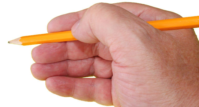 hand holding pencil, writer, artist